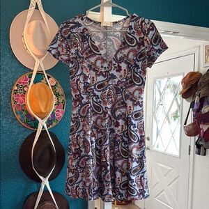 Altar'd State Purple Gray Fit and Flare Mini Dress